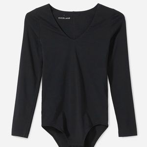 Everlane Long-Sleeve V-Neck Bodysuit